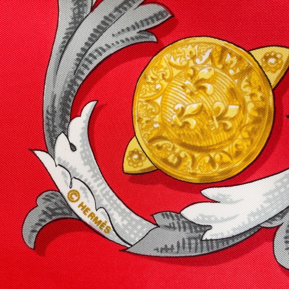 NWT Vintage Hermes Scarf Carré 90 "Le Mors A La Conetable" in Red - Picture 4 of 9